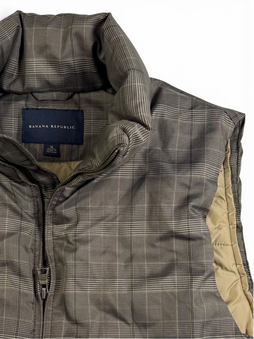 Banana Republic Brown Glen Plaid Quilted Vest Men’s Medium